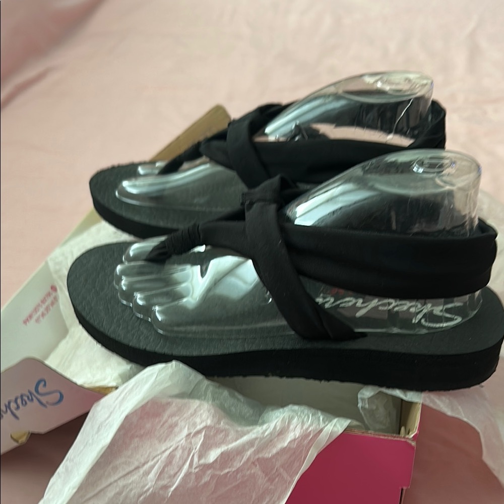 Stylish Black Sandals, Skechers